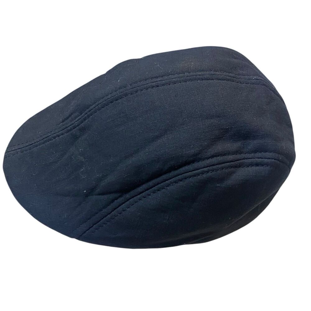 Vintage Kangol Black Hat Logo Newsboy Cabbie Flat Cap Kangaroo Logo Small-Medium - Picture 5 of 10
